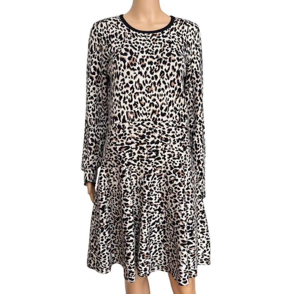 The Limited Leopard Skater sweater Dress stretch Sz M